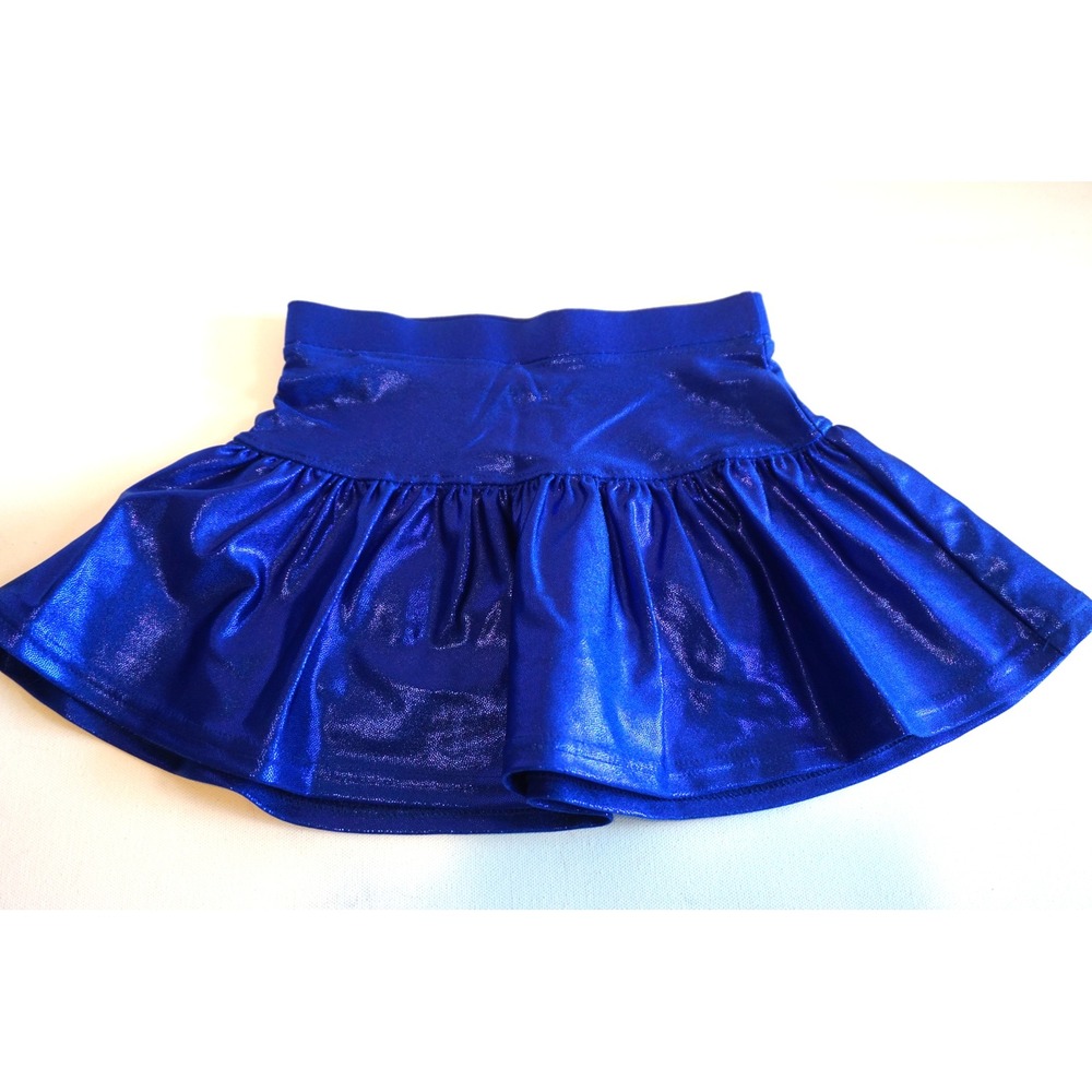 Azarhia Girls Metallic Blue Athletic Skort Size YXS 5 Gymnastics Dance Sparkle